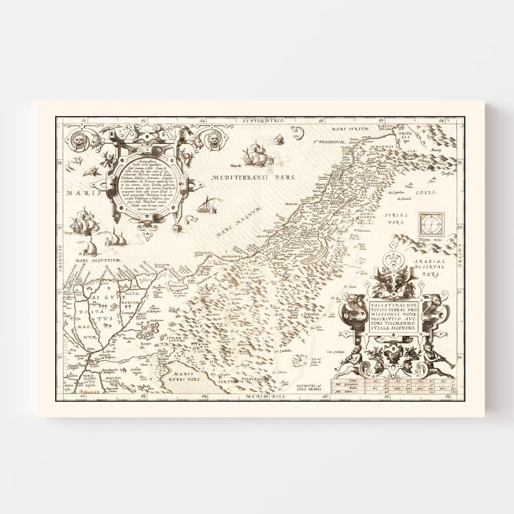Vintage Map of The Holy Lands, 1570