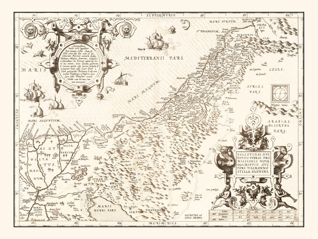 Vintage Map of The Holy Lands, 1570