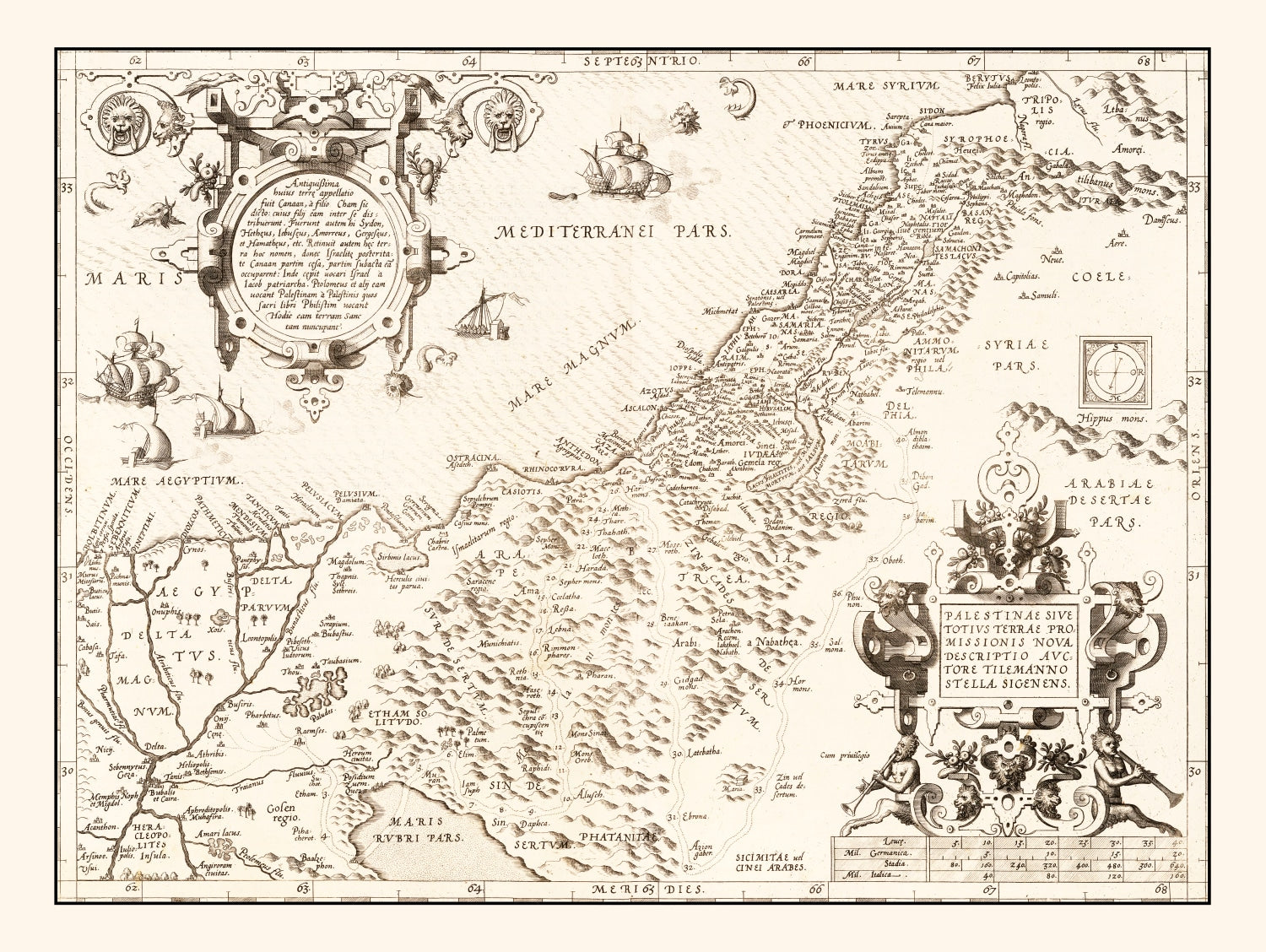 Vintage Map of The Holy Lands, 1570