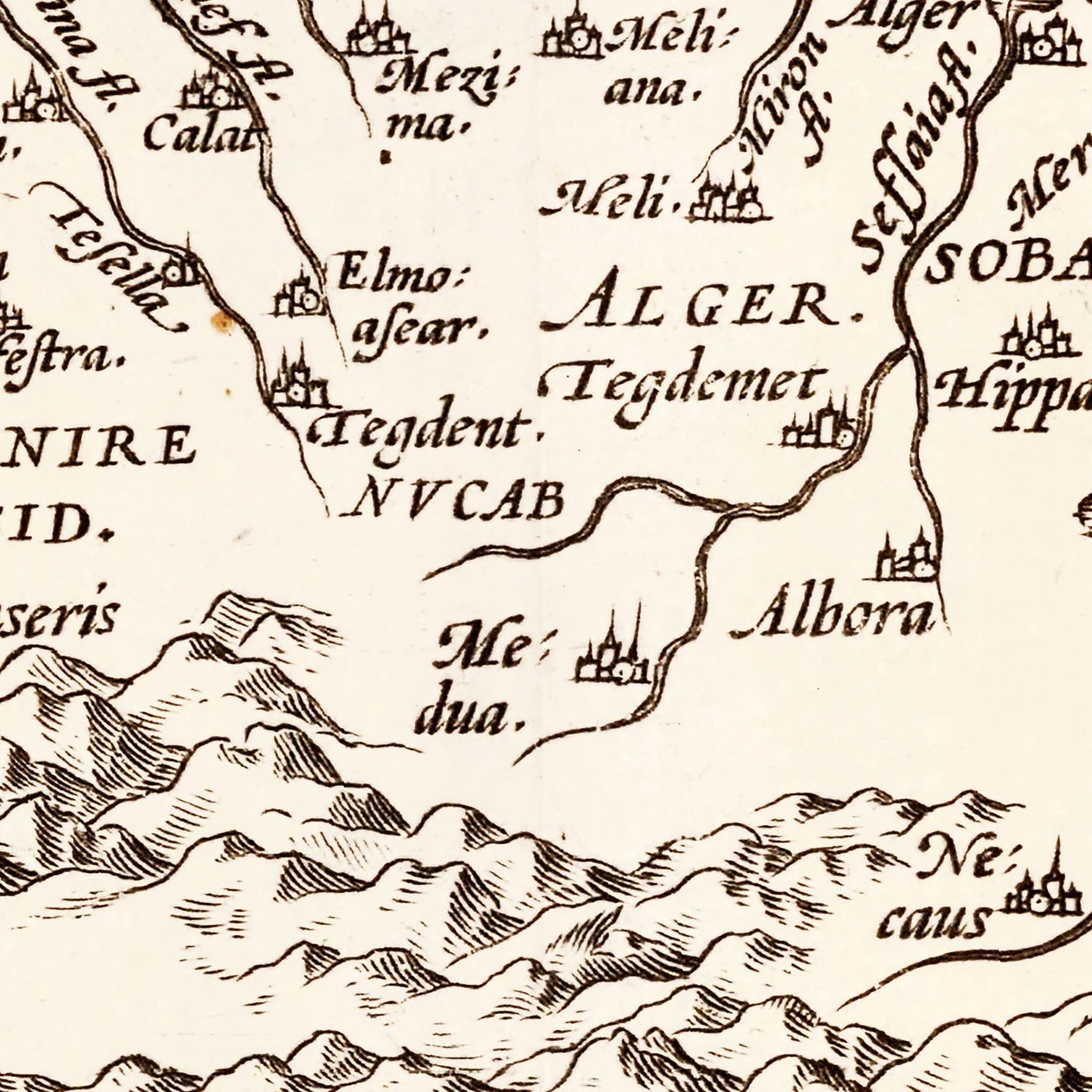 Vintage Map of North Africa & the Mediterranean Sea, 1570