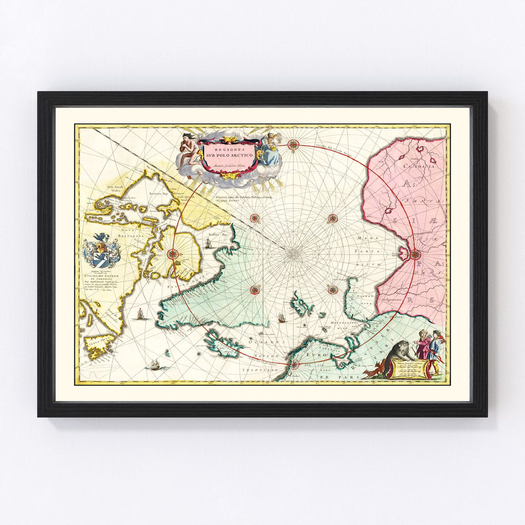 Vintage Map of North Pole, 1665