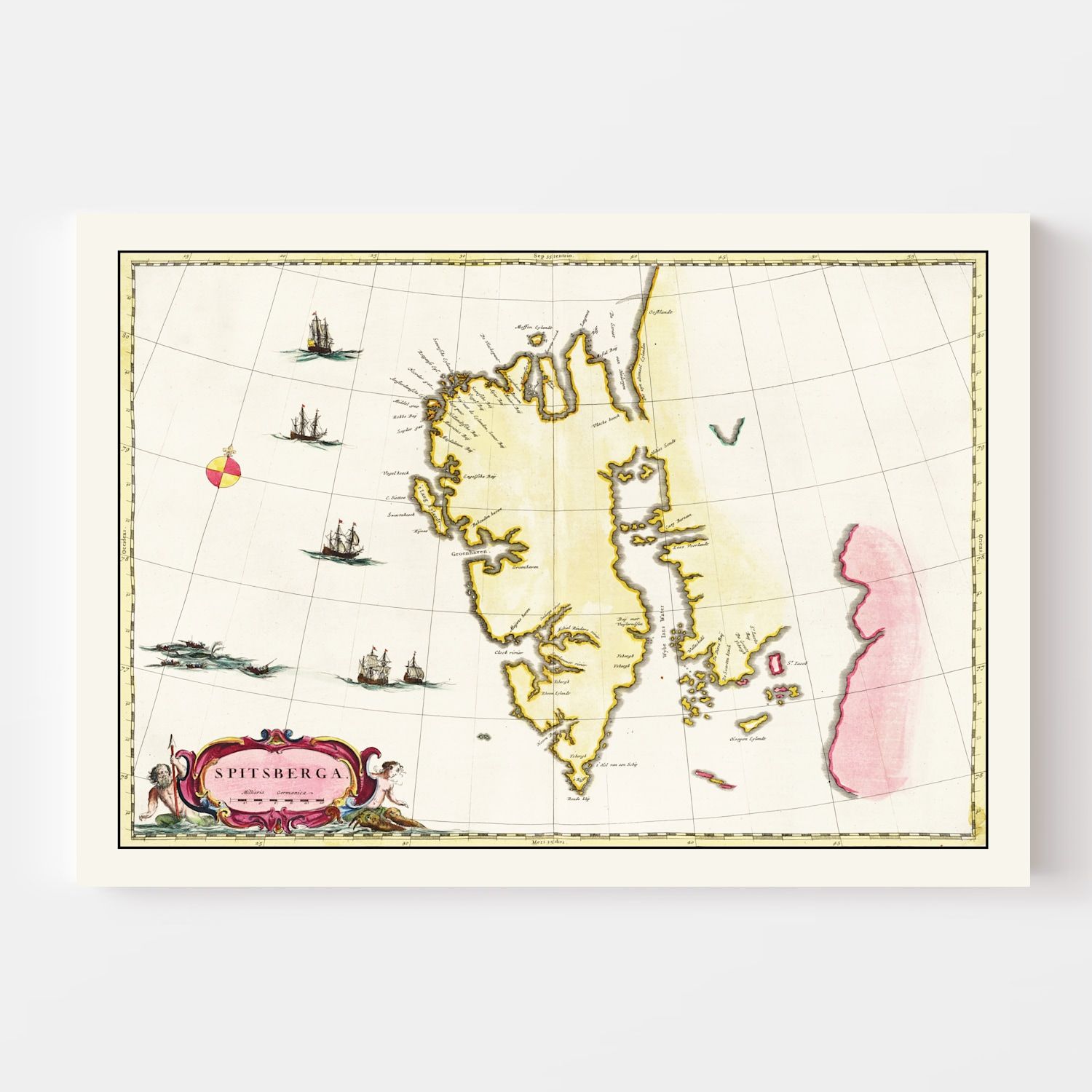 Vintage Map of Spitsbergen, 1665