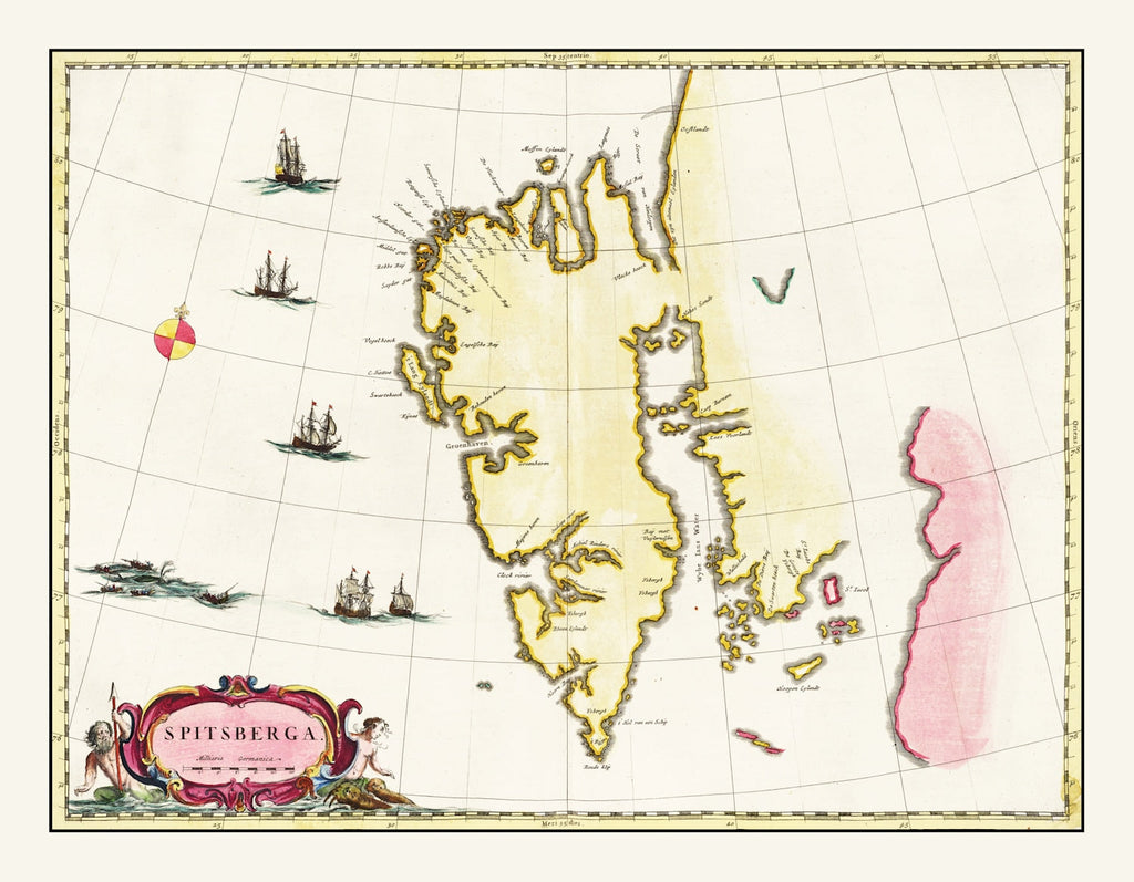 Vintage Map of Spitsbergen, 1665