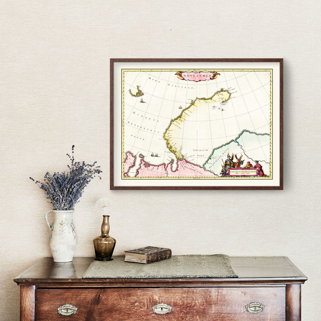Vintage Map of Nova Zembla, 1665