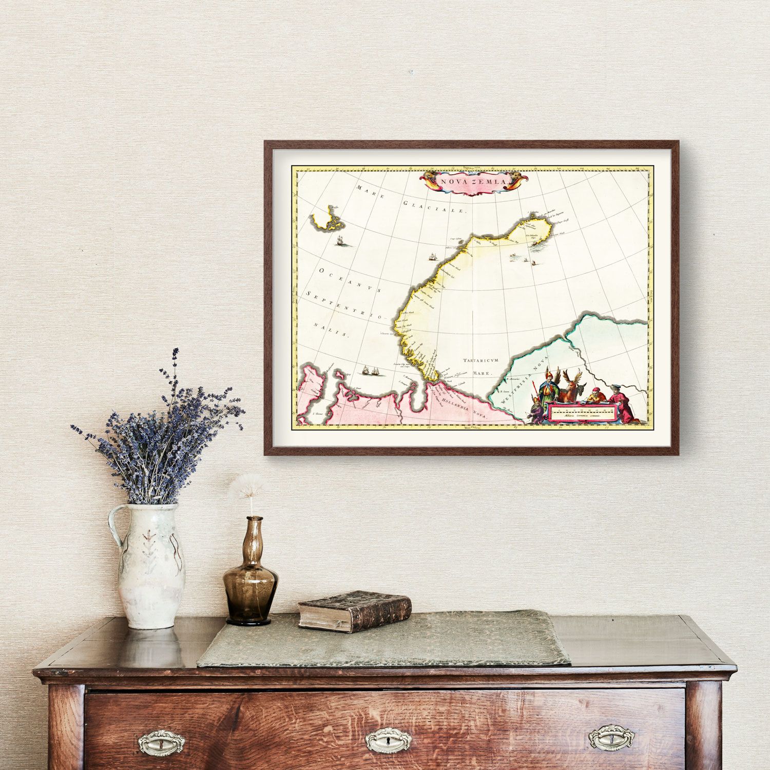 Vintage Map of Nova Zembla, 1665