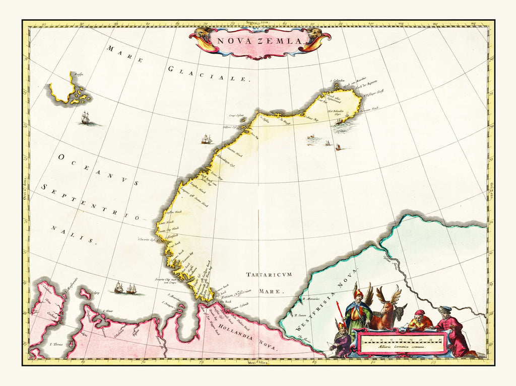 Vintage Map of Nova Zembla, 1665