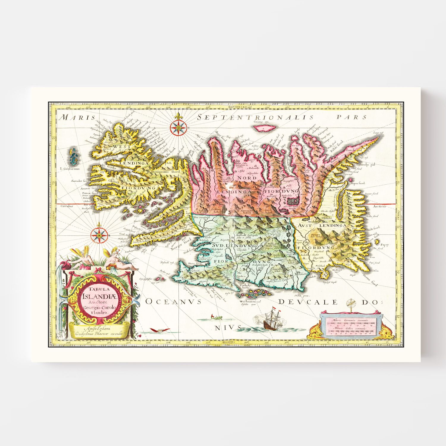 Vintage Map of Iceland 1665