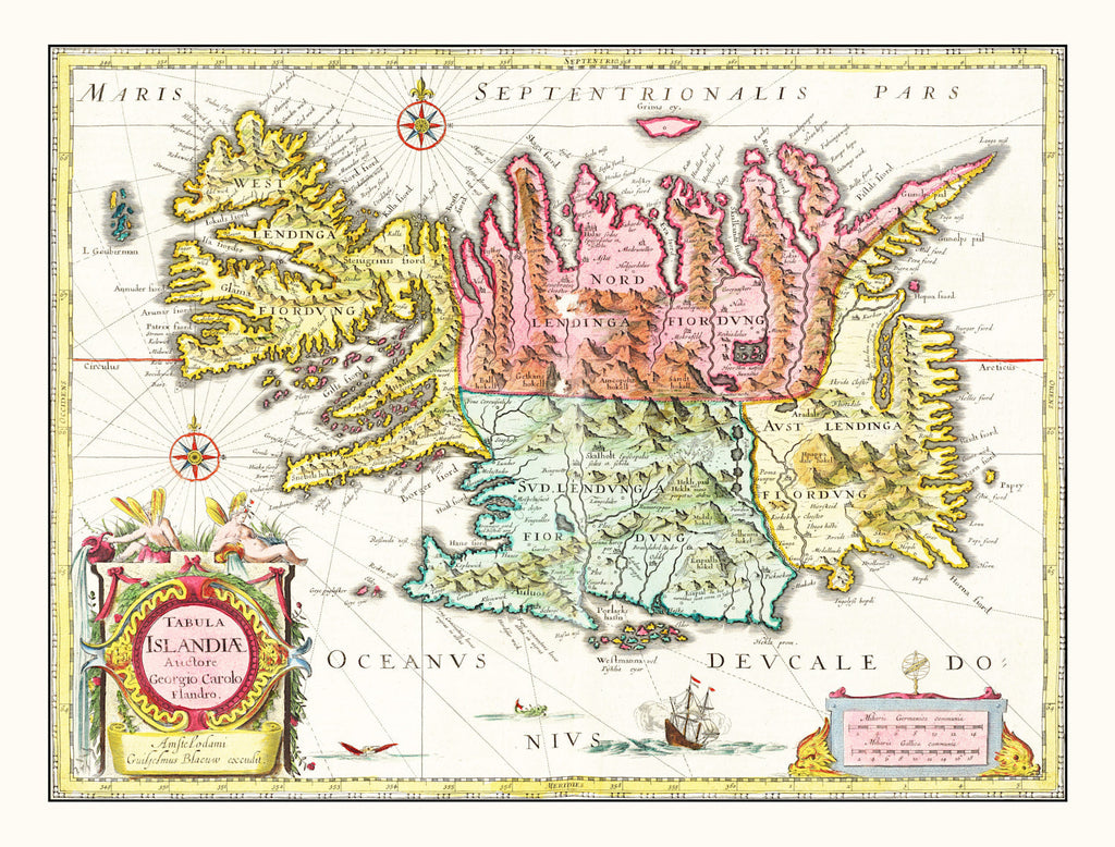 Vintage Map of Iceland 1665