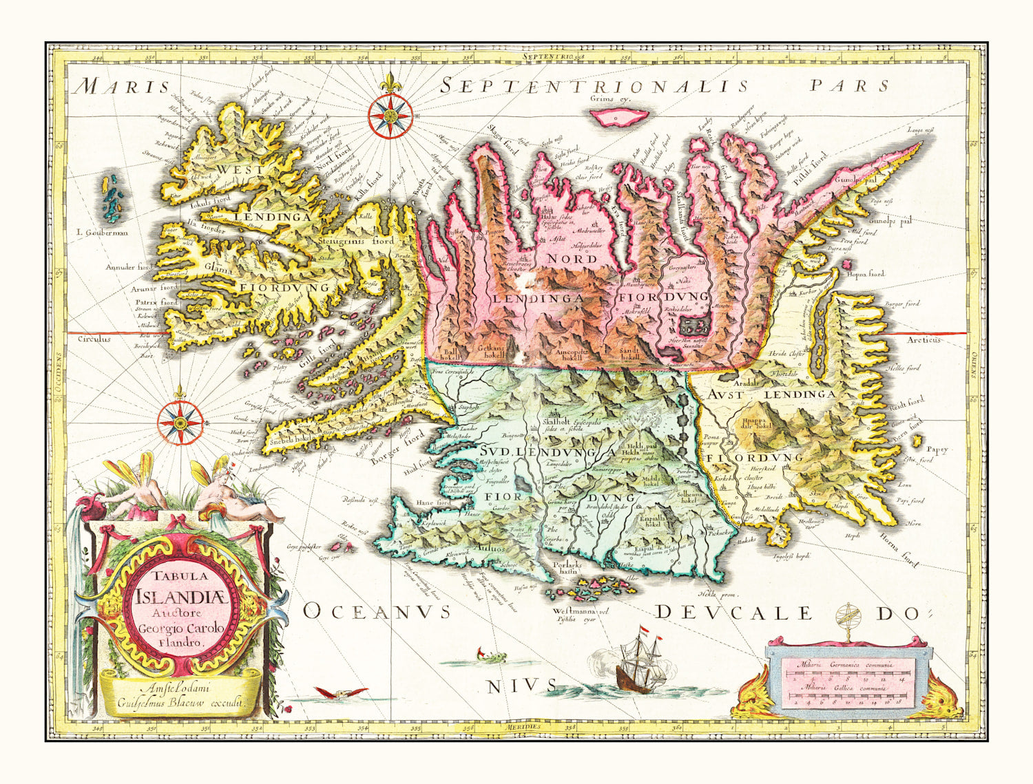 Vintage Map of Iceland 1665