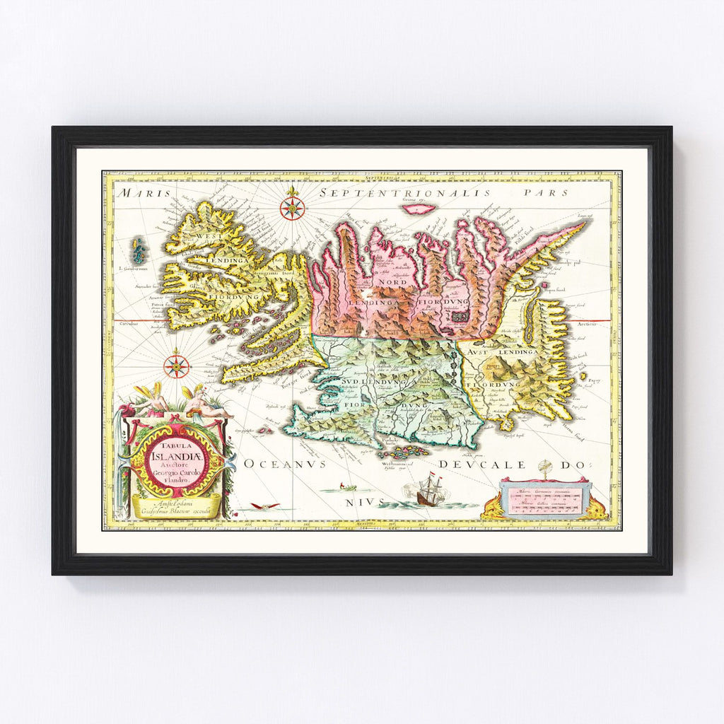 Vintage Map of Iceland 1665