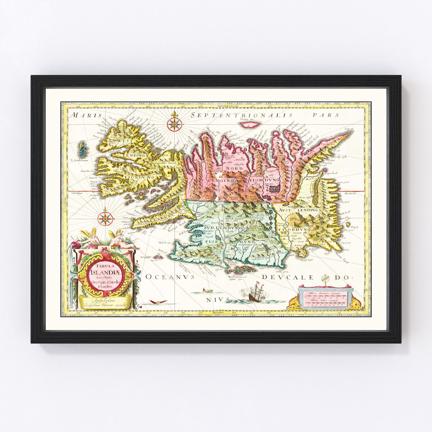 Vintage Map of Iceland 1665