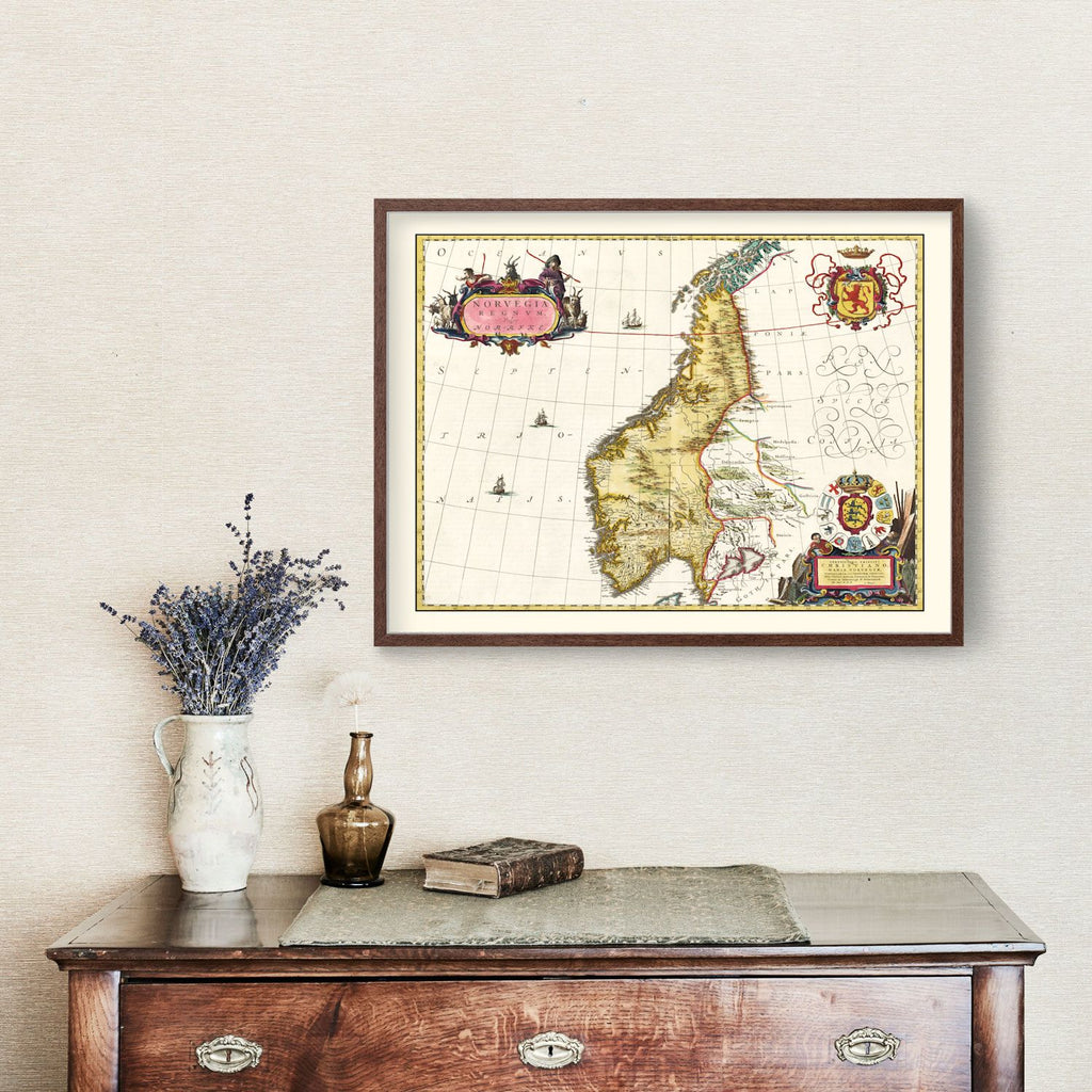Vintage Map of Norway 1665