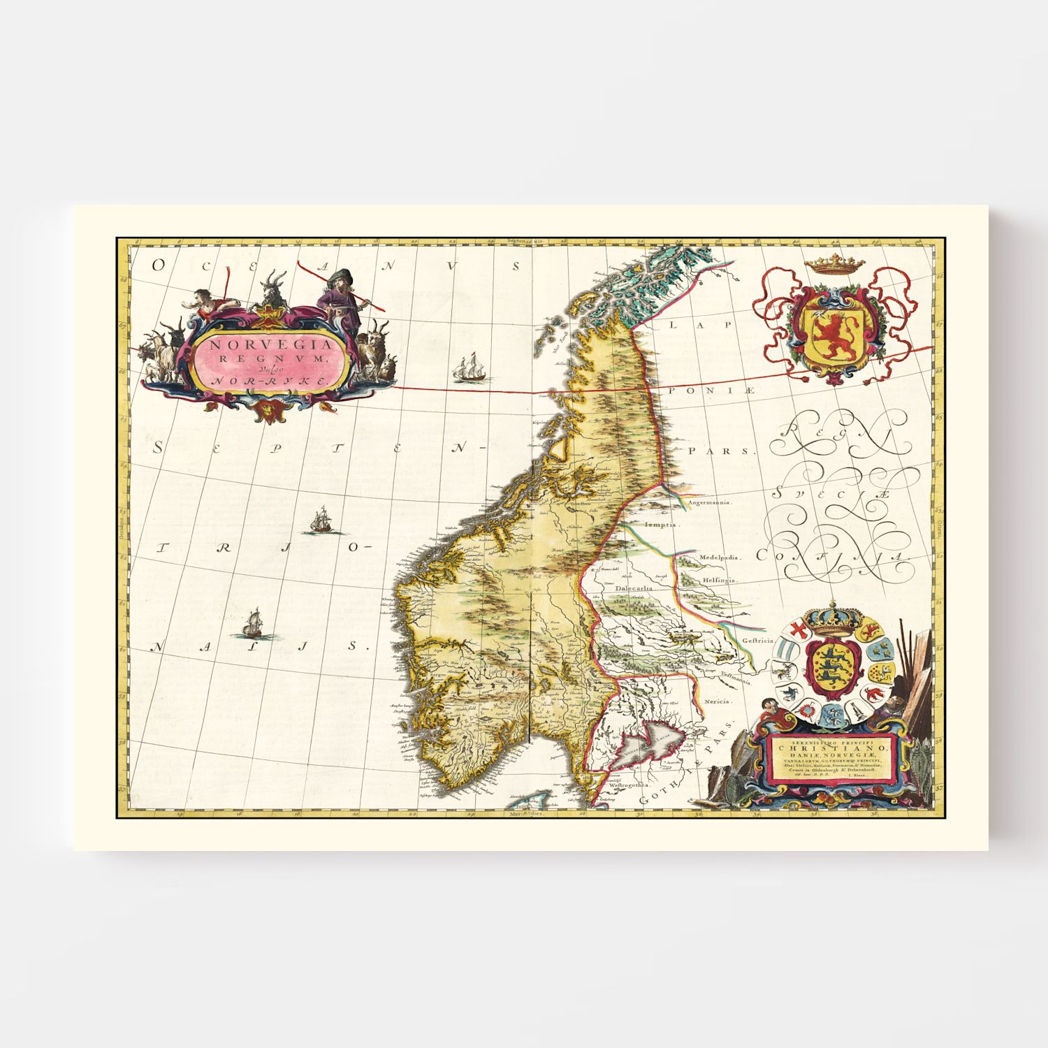 Vintage Map of Norway 1665