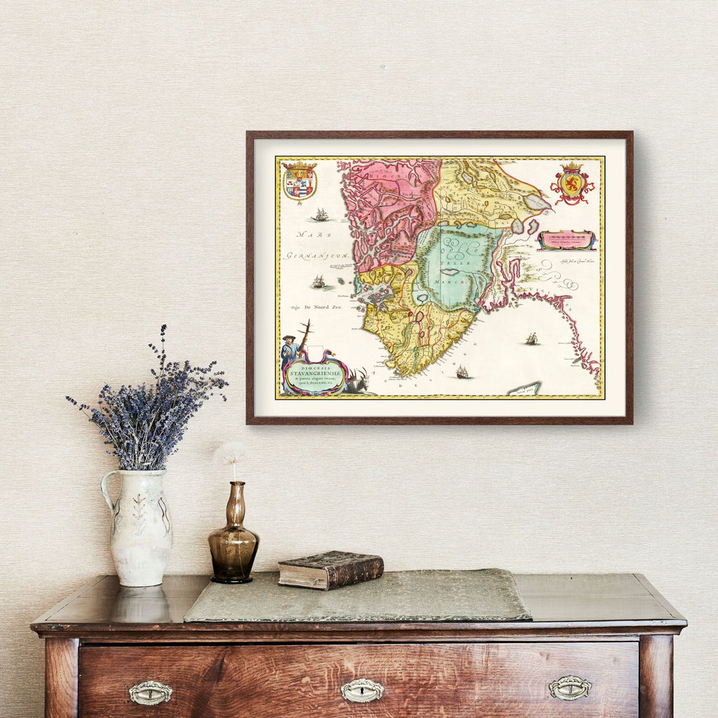 Vintage Map of Norway 1665