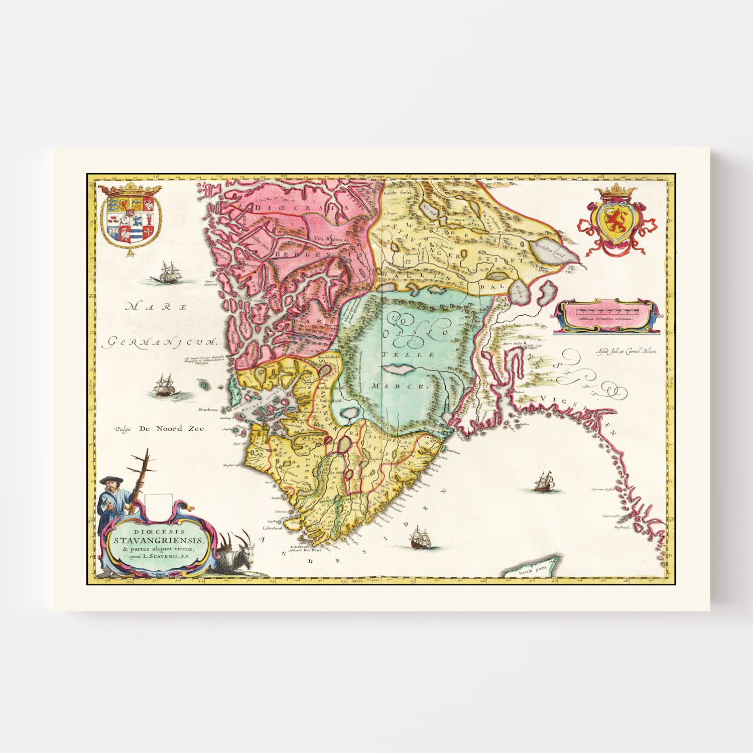 Vintage Map of Norway 1665