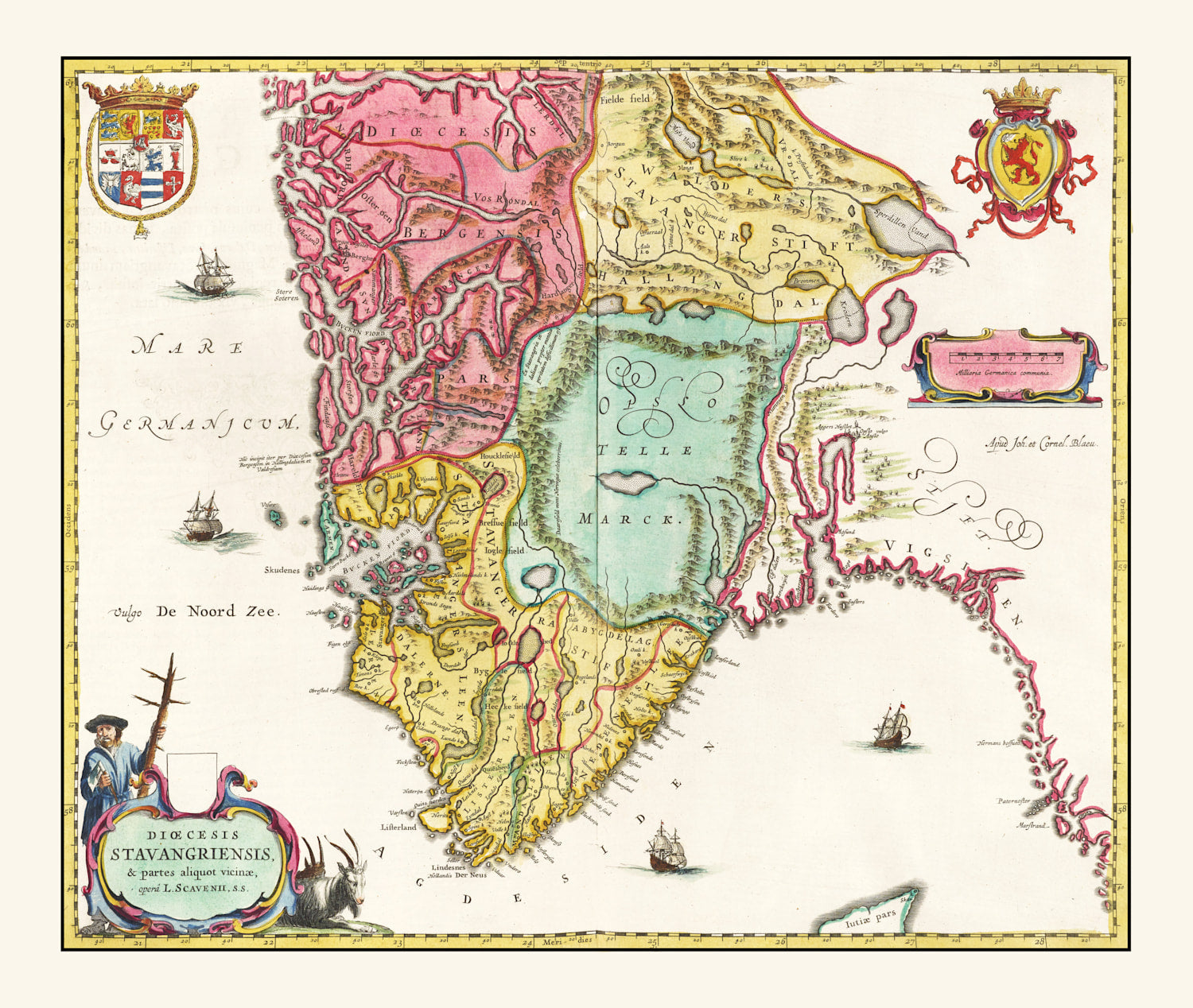 Vintage Map of Norway 1665