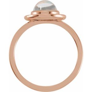 14K Rose Gold Natural Rainbow Moonstone & 1/10 CTW Natural Diamond Halo-Style Ring