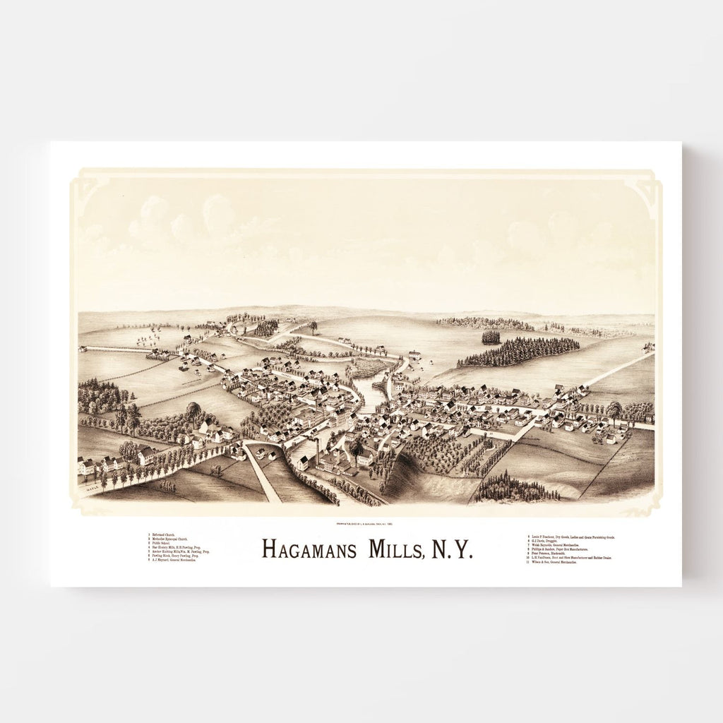 Vintage Map of Hagamans Mills, New York 1890