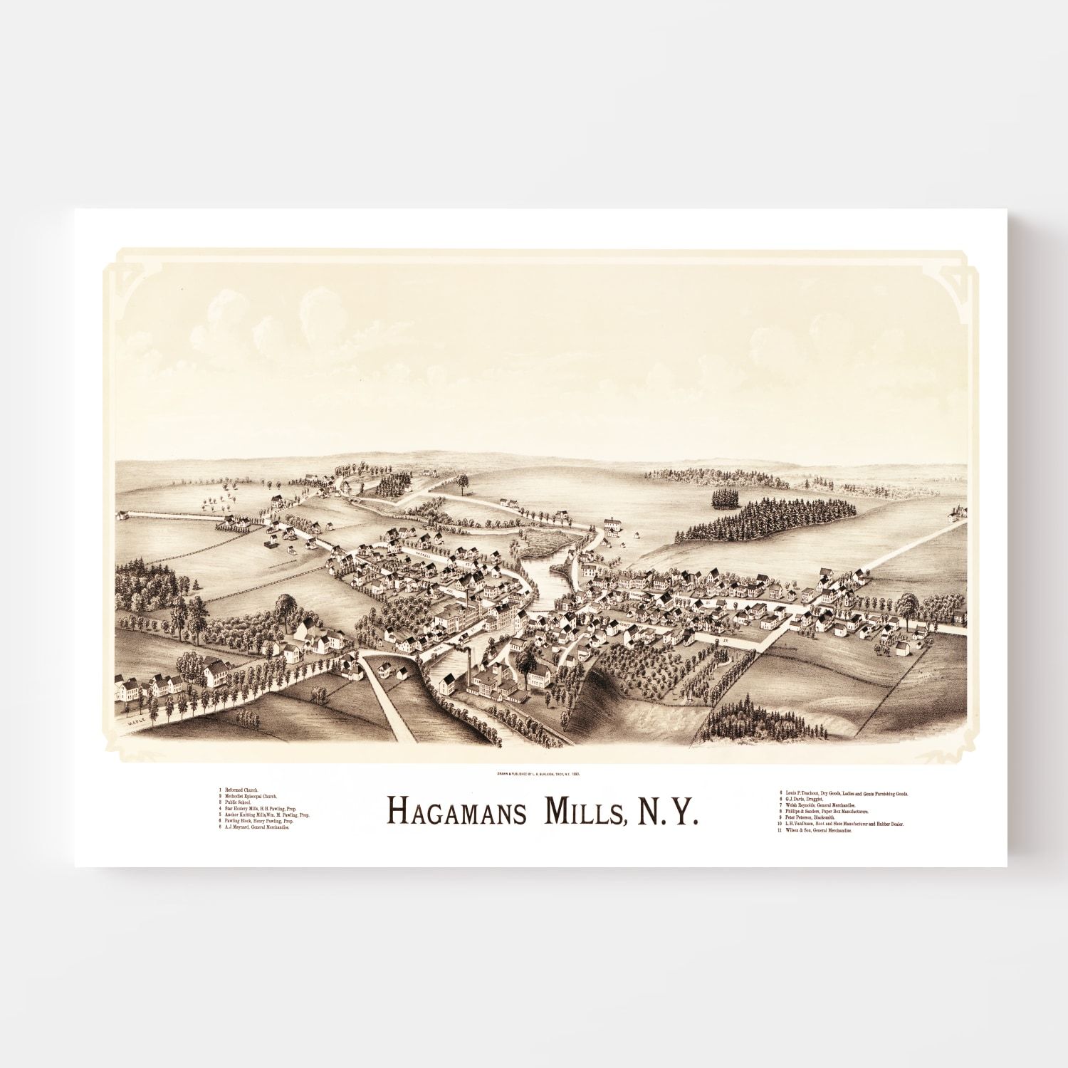 Vintage Map of Hagamans Mills, New York 1890
