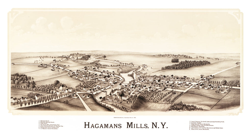 Vintage Map of Hagamans Mills, New York 1890