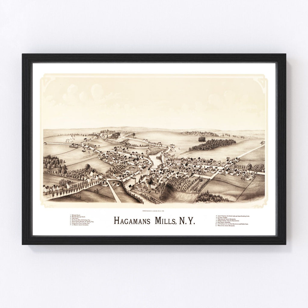 Vintage Map of Hagamans Mills, New York 1890
