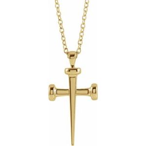 14K Yellow Gold Nail Cross 24" Necklace