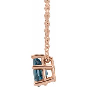 14K Rose Gold 6x4 mm Pear London Blue Topaz 16-18" Necklace