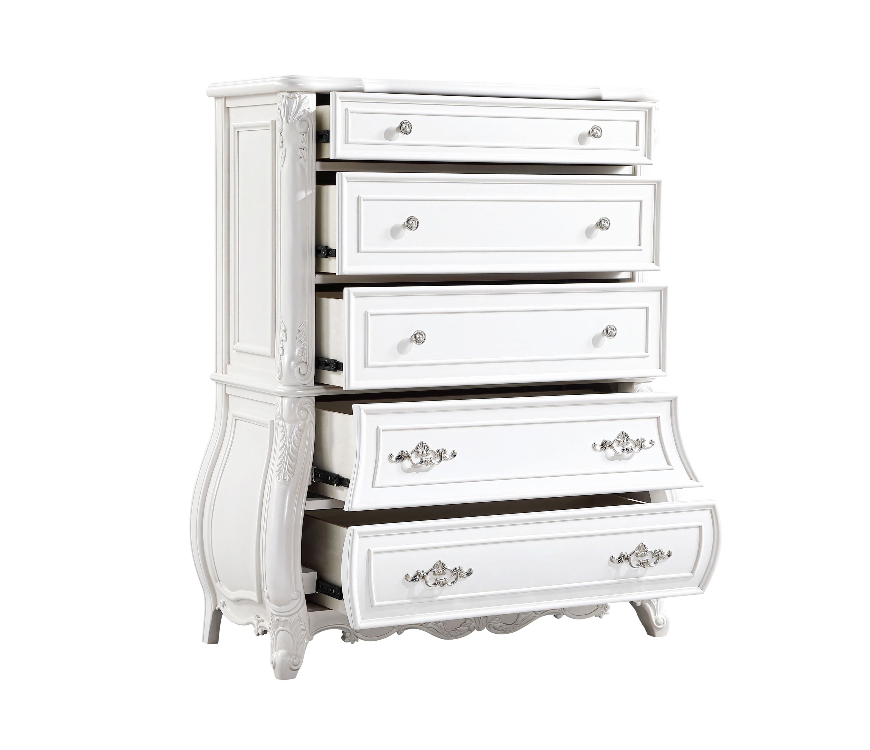Opulence Modern Style 5 Pc Queen Bedroom Set Made with Wood in Pearl White