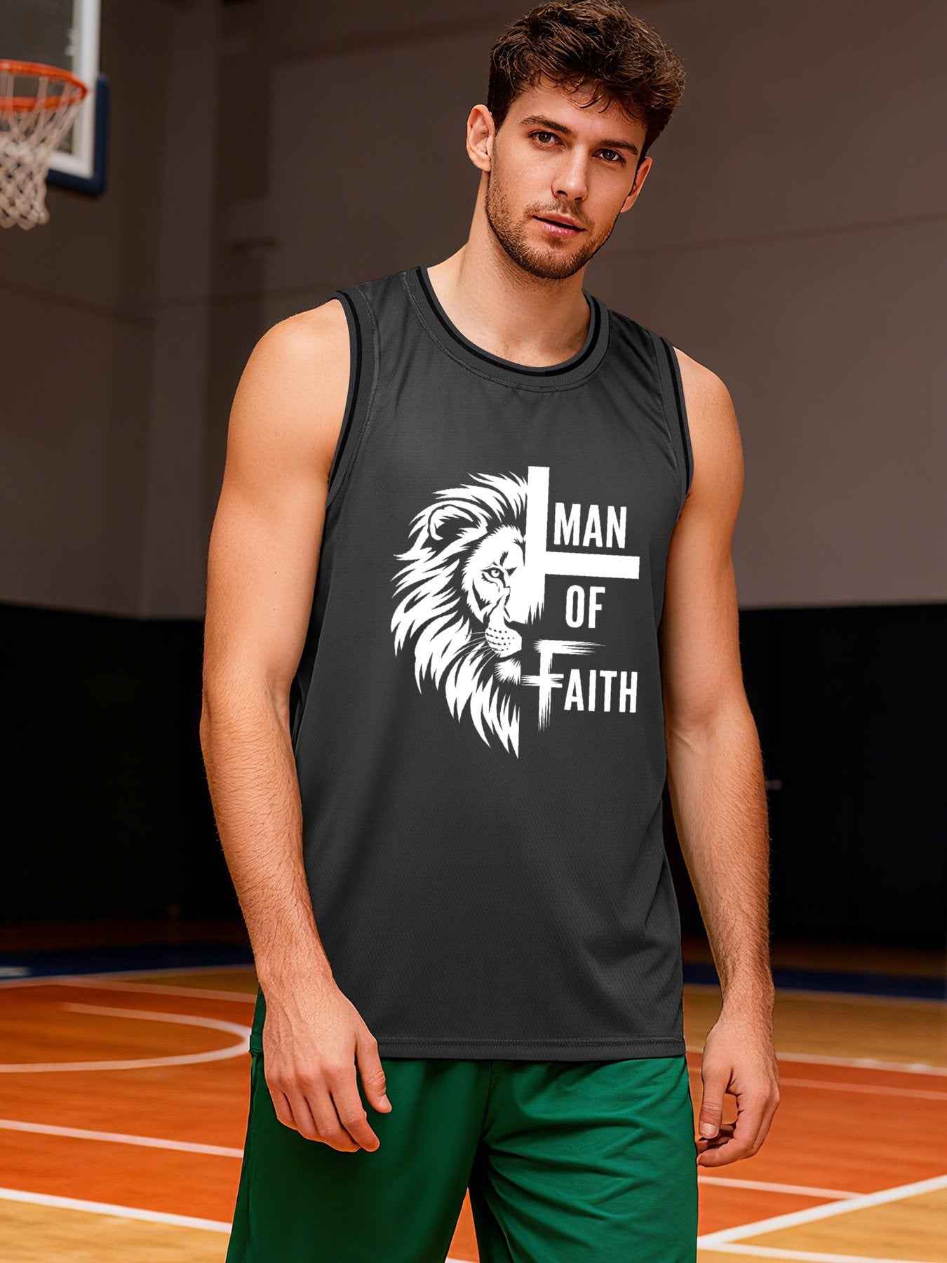 Man of Faith Adult Dark Grey Basketball Jersey | Ships From USA