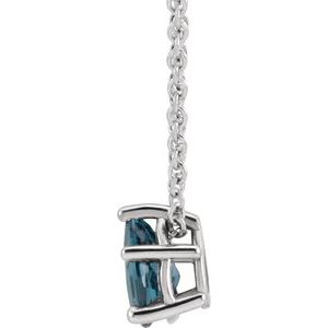 Platinum 7x5 mm Pear London Blue Topaz 16-18" Necklace