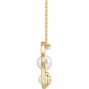 14K Yellow Gold Cultured White Akoya Pearl Hold You Forever® 16-18" Necklace