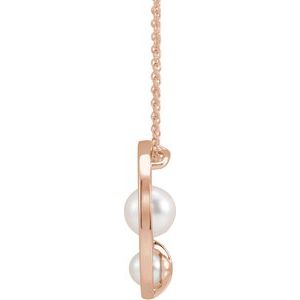 14K Rose Gold Cultured White Akoya Pearl Hold You Forever® 16-18" Necklace