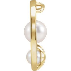 14K Yellow Gold Cultured White Akoya Pearl Hold You Forever® Pendant