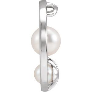 Platinum Cultured White Akoya Pearl Hold You Forever® Pendant