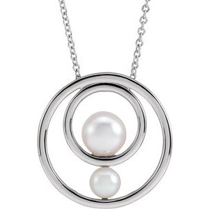 Platinum Cultured White Akoya Pearl Hold You Forever® 16-18" Necklace