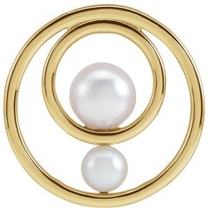 14K Yellow Gold Cultured White Akoya Pearl Hold You Forever® Pendant