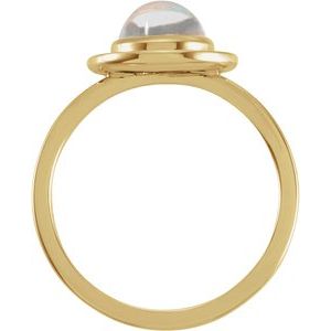 14K Yellow Gold Natural Rainbow Moonstone & 1/10 CTW Natural Diamond Halo-Style Ring
