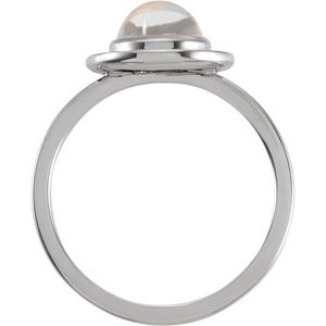 Platinum Natural Rainbow Moonstone & 1/10 CTW Natural Diamond Halo-Style Ring