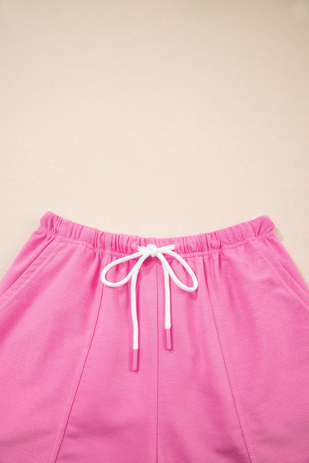 Women's V-neck Drop Shoulder Tee and Drawstring Shorts Set