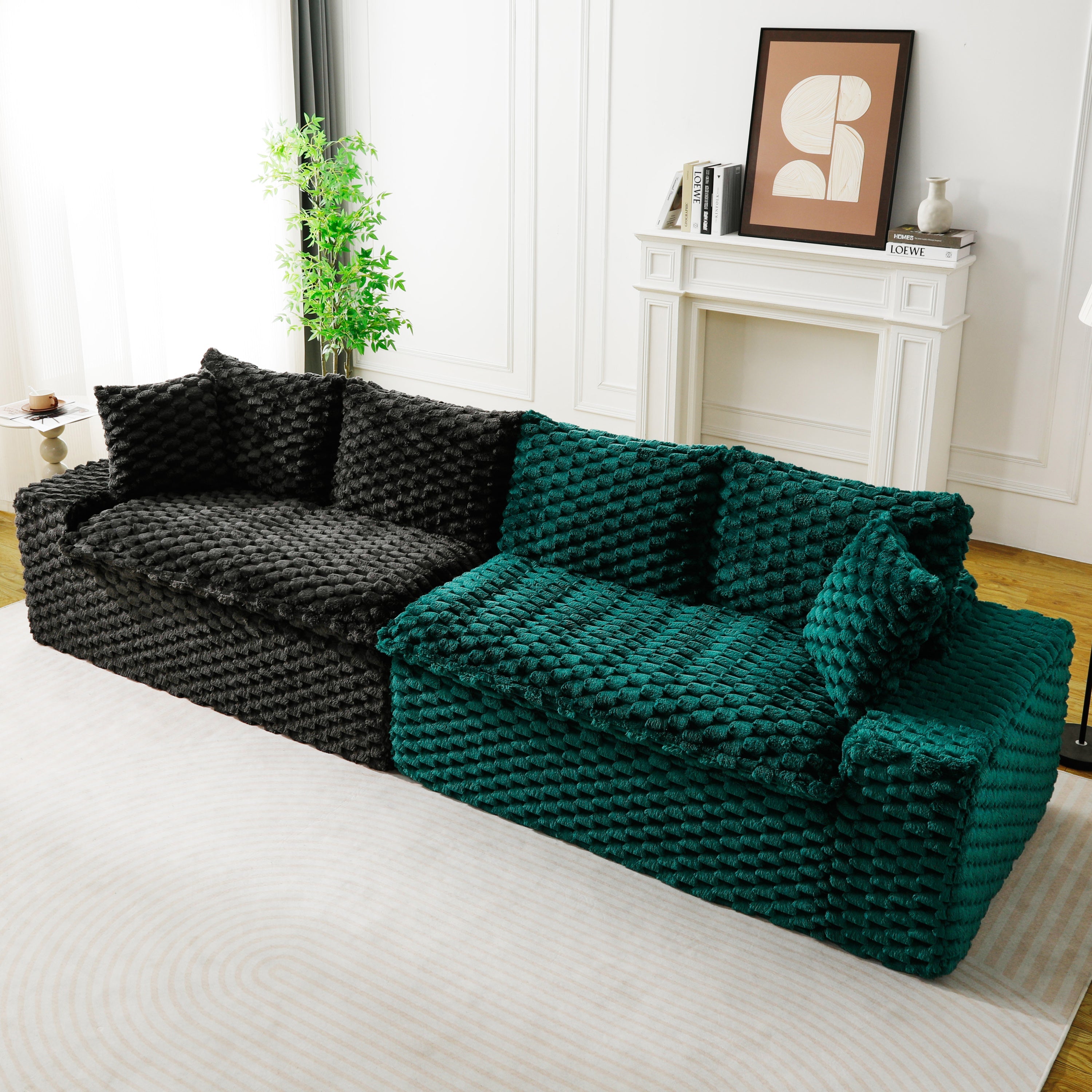 Luxury Color-Block Turtle Velvet Multifunctional Sofa - Arrangeable in Single Row, Side-by-Side or Facing Each Other, Stylish Living Room Furniture for Cozy Home Decor