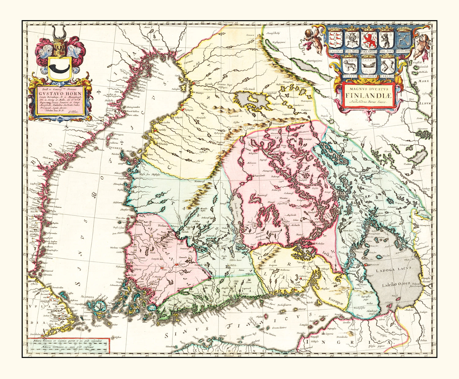 Vintage Map of Finland 1665