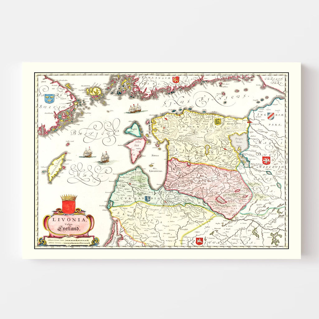 Vintage Map of Estonia, Latvia & Lithuania 1665