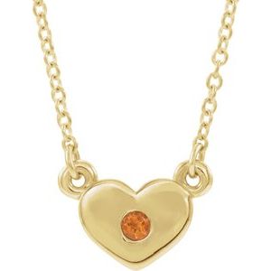 14K Yellow Gold Natural Citrine Heart 16" Necklace