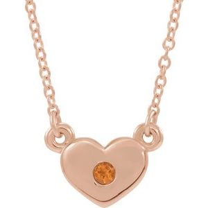 14K Rose Gold Natural Citrine Heart 16" Necklace
