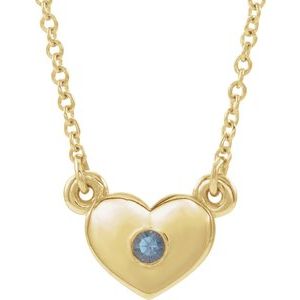 14K Yellow Gold Natural Alexandrite Heart 16" Necklace