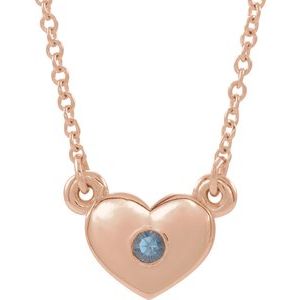 14K Rose Gold Natural Alexandrite Heart 16" Necklace
