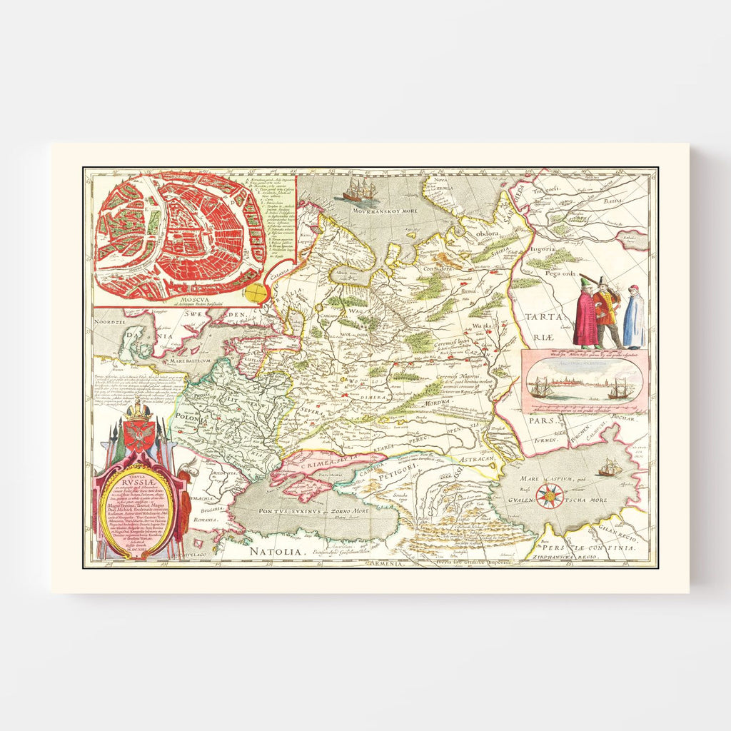 Vintage Map of Russia 1665