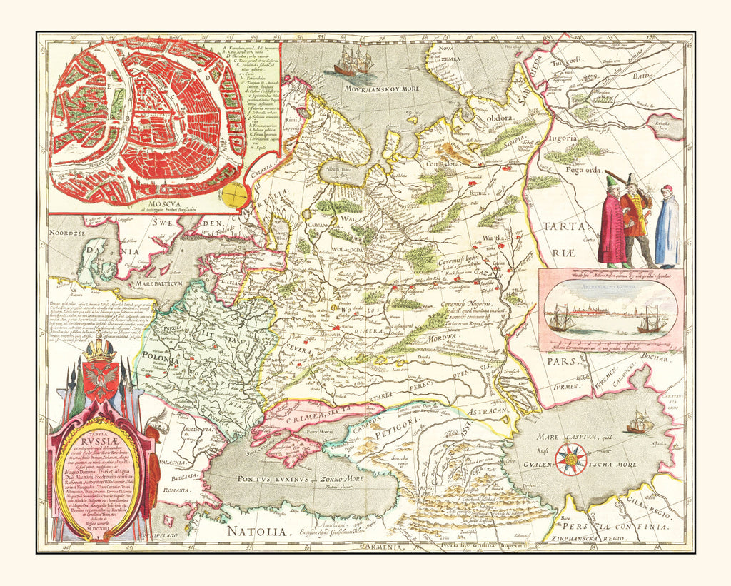 Vintage Map of Russia 1665