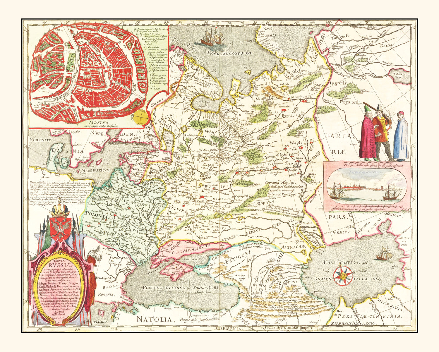 Vintage Map of Russia 1665