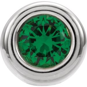 14K White Gold 5 mm Imitation Emerald Pendant